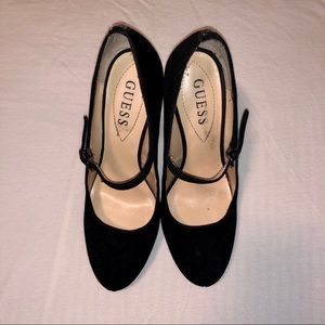 Guess Black Suede MaryJane Heels size 7